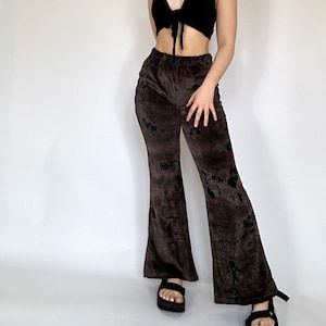 Pantalones Gianna de terciopelo, acampanados de terciopelo, estilo años 70.