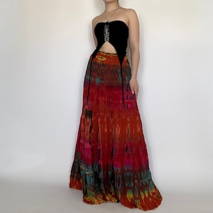 Natalia Skirt - Red, tie dye maxi skirt, beach skirt