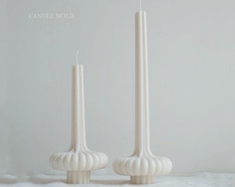 Unique Aesthetic Ribbed Taper Pillar Candle mold for Making Tall Striped Soy Wax Wedding Decoration,sculpture Column Acrylic Plastic Mould