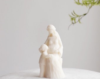 Candle Mold,low poly Pregnant mom with kids sculpture Silicone Mould,Unique Aesthetic Soy Wax Mould for Making mother's day Luxury gift