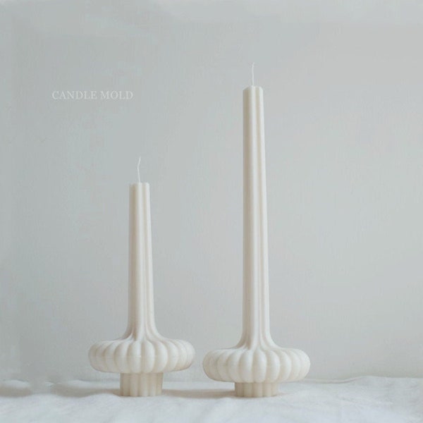 Unique Aesthetic Ribbed Taper Pillar Candle mold for Making Tall Striped Soy Wax Wedding Decoration,sculpture Column Acrylic Plastic Mould