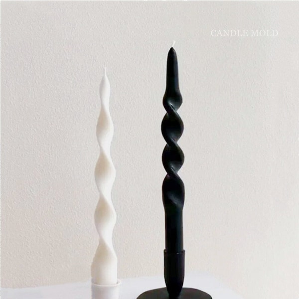 Aesthetic Wave Taper Candle mold for Making Long Wavy Pillar Soy Wax Dinner Table Decor,Unique Ripple Spiral Column Acrylic Plastic Mould