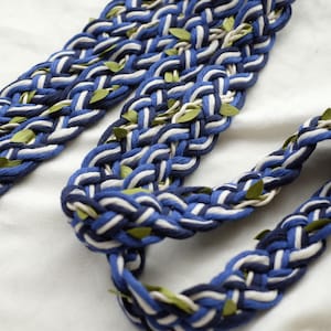 Personalized Handfasting Cord with Leaves,Custom Trinity Braid Handfast with Vines,Navy Wedding Knot,Viking,Irish,Celtic Hand Fastening Rope