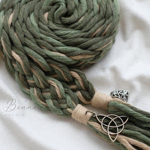 Personalized Handfasting Chords,Custom Hand fasting Cord 3 Color/Charm,Green Trinity Braid Celtic Handfast Rope,Irish,Viking Wedding Gifts