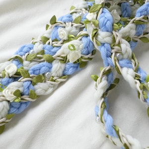 Personalized Handfasting Cord with Floral and Leaves,Blue Handfast Rope,Custom Irish Wedding Cords,Norse Hand Fasting,Celtic Knot Marriage