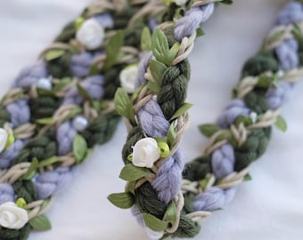 Personalisierte Handfasting Cord Vine, Benutzerdefinierte 4 Farben Handfast Seil mit Blumen und Blättern, keltische Knoten Ehe, irische Hochzeit, nordisches Handfasten