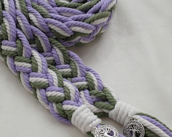 Cordones de mano personalizados, 3 colores/dije personalizado, verde salvia, vikingo, nudo celta, cuerda de mano lavanda musgosa para boda irlandesa.