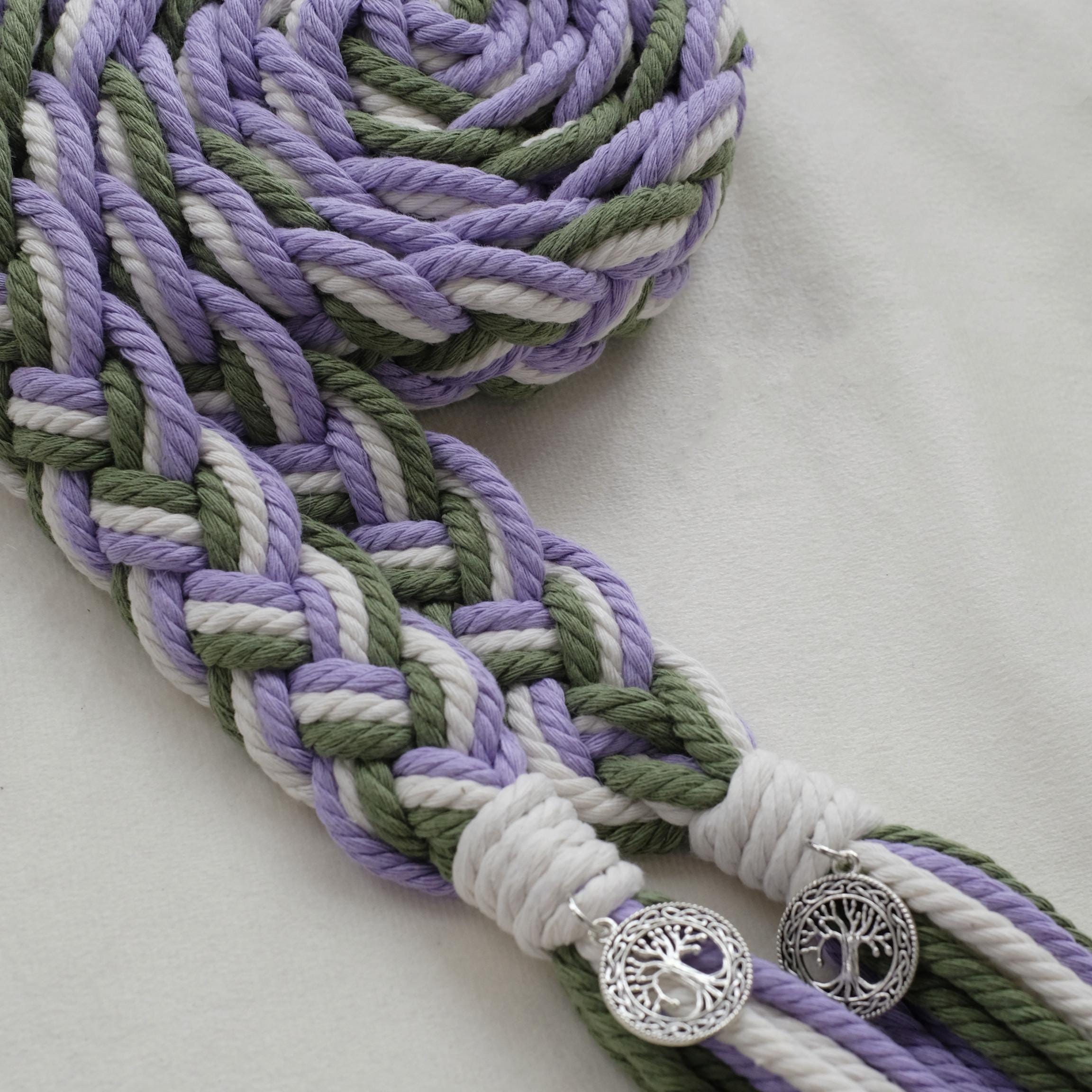 Vintage 80s 90s Braided Floral Rope Belt Lavender Sage Rose Hook Loop‎ 27.5in Rope Floral Belts for Women for sale | eBay main image 3