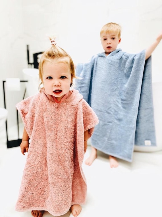 Luxury Children s Hooded Poncho in White Dusky Pink or Powder