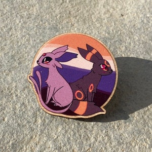 Umbreon and Espeon Eeveelutions Non-Binary Wooden Pin