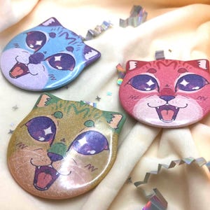 Alien Cat Holographic Pin Badges
