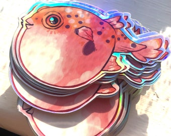 Pufferfish Holographic Sticker