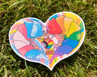 Isopod Love Bugs Vinyl Sticker: LGBT Pride Heart (8x6cm)