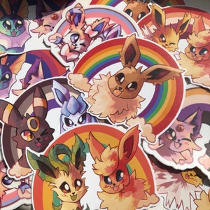 LGBT Eeveelution Pride Vinyl Stickers Lesbian Gay Bi Trans Non-Binary Pan Ace Queer Genderfluid Mlm Aro and Aroace