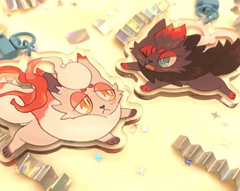 Zorua and Hisuian Zorua Double sided Acrylic Charm Keychain