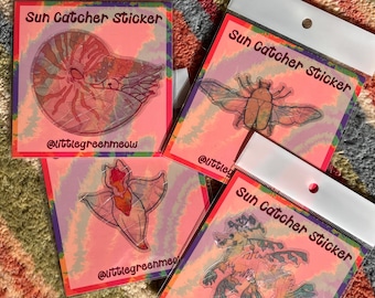 Suncatcher Stickers! Nautilus, Beetle, Sea Angel and Sea Dragon