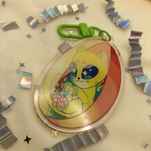 Alien Cat Double sided Acrylic Charm Keychain
