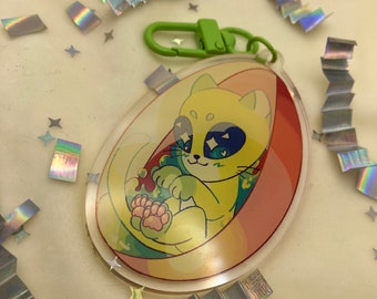 Alien Cat Double sided Acrylic Charm Keychain
