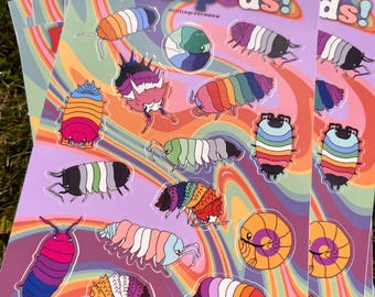 Pridepods LGBT Isopod Sticker Sheet
