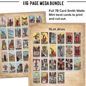 Tarot Journal, Printable Planner Workbook, 116 page MEGA BUNDLE PDF Daily Card Reading Spreads Pendulum Wheel, Mini Card Cutouts x78