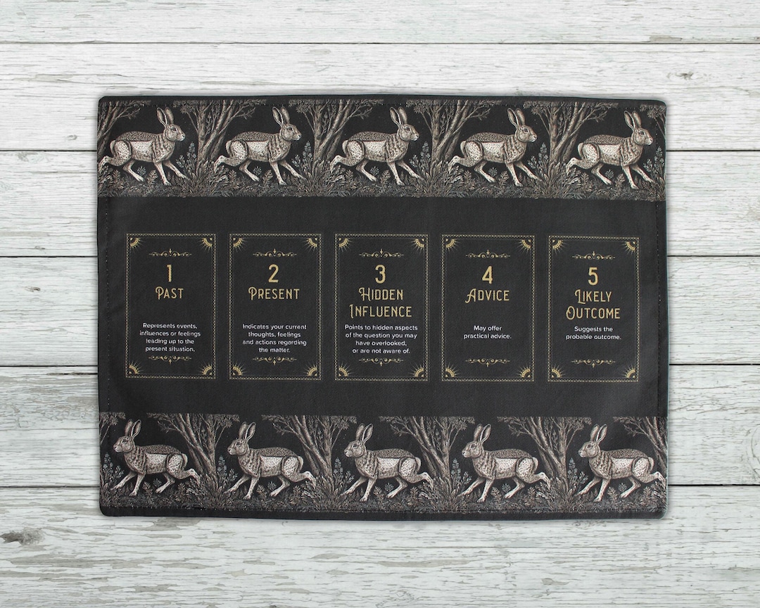 Tarot Placemat, Reversible With 5 Card Spread. Hare Design With ...