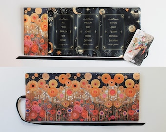 Tarot Card Wrap, Tarot Storage Pouch Holder Case, Witch Wiccan Supplies, Pagan Gift, Divination Tool, Altar Cloth Bag, Floral Flowers Trees