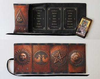 Tarot Card Wrap, Tarot Storage Pouch Holder Case, Witch Wiccan Supplies, Pagan Tarot Gift, Waarzeggerij Tool Altaar Doek Tas. Zon Maan, Fluweel