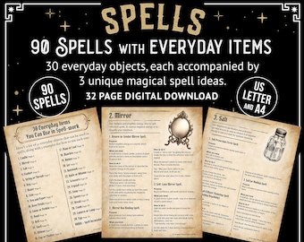 Hechizos. 90 hechizos con objetos cotidianos. Magia, objetos domésticos, ocultismo. Descarga digital en PDF.