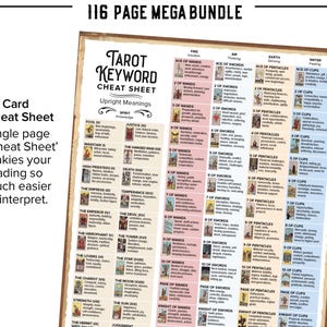 Tarot Journal, Printable Planner Workbook, 116 page MEGA BUNDLE PDF Daily Card Reading Spreads Pendulum Wheel, Mini Card Cutouts x78