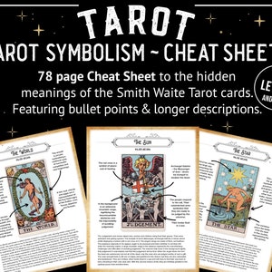 Simbolismo das cartas de tarô, folhas de dicas de 78 páginas. Aprenda os significados ocultos por trás de cada ilustração de Smith Waite Guia de 78 páginas com marcadores