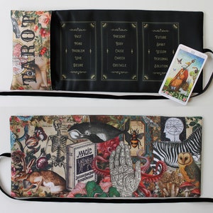 Papier pour cartes de tarot, pochette de rangement pour tarot, fournitures pour sorcières, accessoire divinatoire pour cadeau païen, sac en tissu d'autel, style journal indésirable
