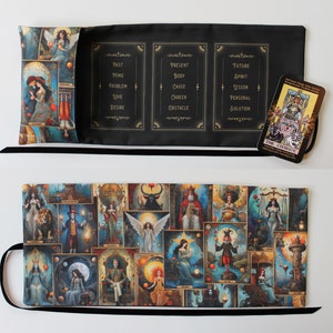 Custodia per carte dei tarocchi, custodia per tarocchi, forniture per streghe wiccan, strumento di divinazione per regali pagani, borsa per altare in tessuto, 22 carte degli arcani maggiori
