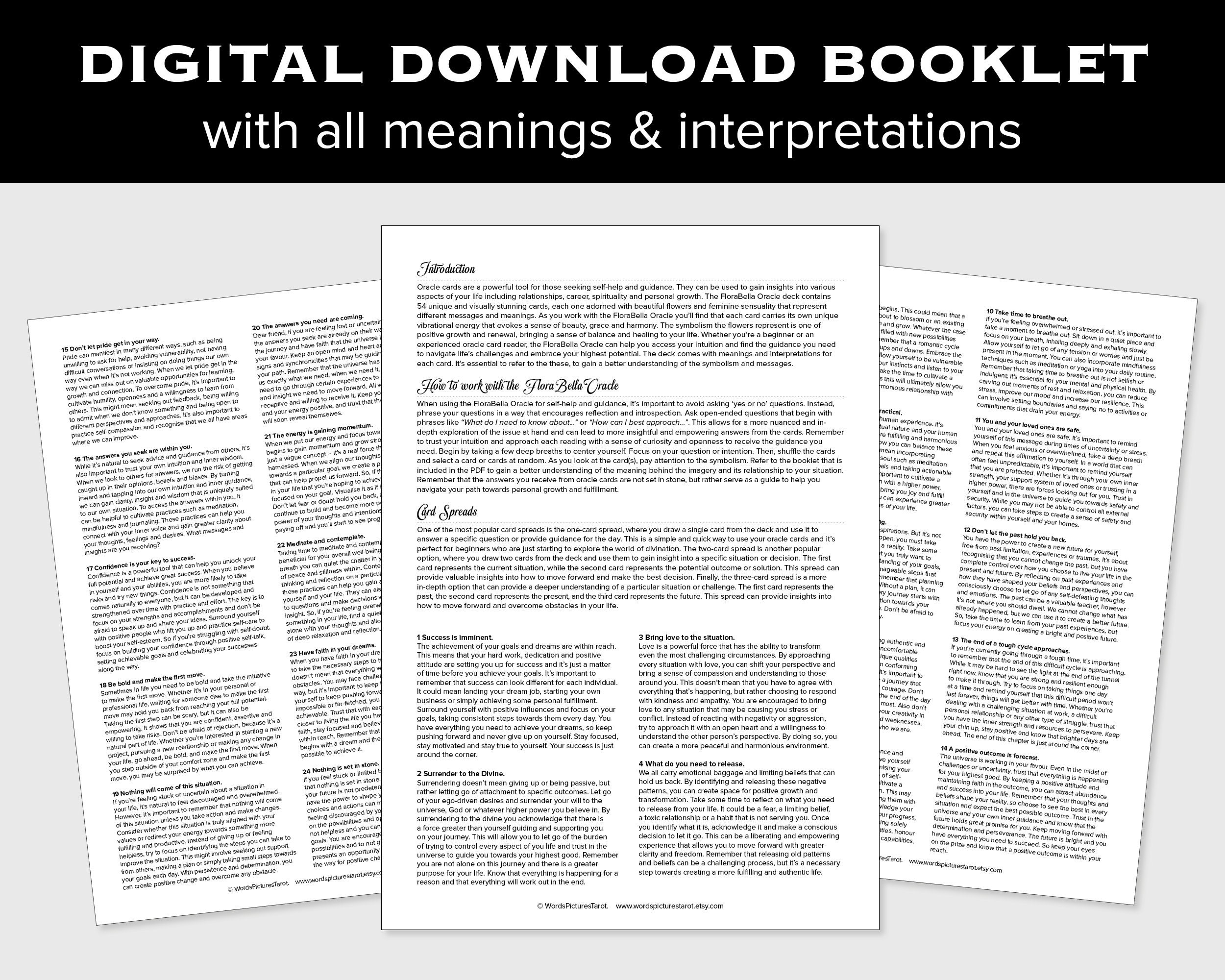 Printable Oracle Card Deck PDF Digital File Instant Download Etsy