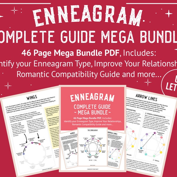 Enneagram 46 page Mega Bundle, Workbook, Identify your Number Type, Improve Relationships, Romantic Compatibility Guide Digital download PDF