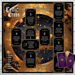 Tarotaltaardoek, 10-kaarten Keltisch kruis, tarotorakelkaartlezen, heidens geschenk, zachte katoenfluweel, orakellezen, tarotmat
