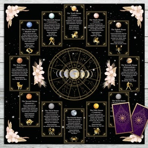 Altaarkleed tarot, twaalf kaarten uitgespreid, 12 huizen van de dierenriem, tarotorakelkaart lezen, heidens cadeau, zachte fluweel, tarotmat