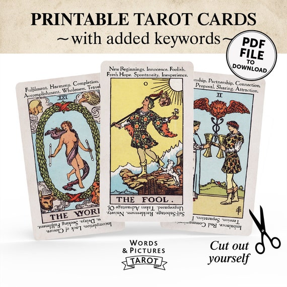 Printable Tarot Cards With Key Tarot Learn Etsy UK