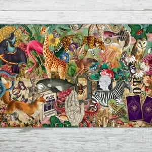 Mantel de altar de tarot, Dark Academia, animales botánicos antiguos, bruja wicca, decoración pagana, lecturas de cartas del oráculo de la baraja del tarot. Terciopelo suave