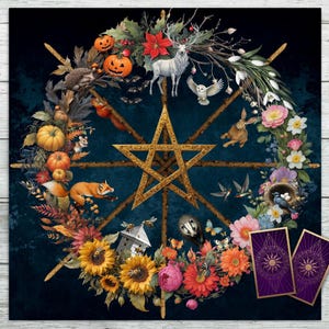 Tovaglietta In Velluto Per Tarocchi GRACEART - Ricamo Stella Di David, 75x75 Cm - copertina