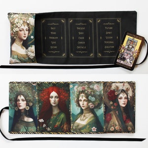 Tarotkaartomslag, houder tarot opbergzakje, vrouwelijke tarot keizerin, heidens cadeau, waarzeggerij, tas altaardoek, middeleeuwse renaissance