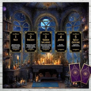 Tarot Altar Tuch Hexe viktorianische Apotheker, 5 Karten ausbreiten, Orakel Kartenlegung, Mond Hexerei Pagan Geschenk, Samtstoff, Kerzen Tränke
