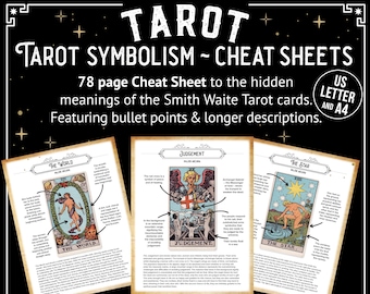 Tarot Karte Symbolik 78 Seite Spickzettel. Lernen Sie die verborgenen Bedeutungen hinter jeder Illustration von SmithWaite 78 Page Guide mit Aufzählungszeichen