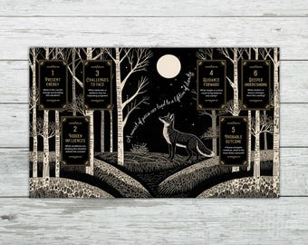Mantel de altar para lectura de 6 cartas de tarot, diseño de zorro y luna, decoración pagana de brujas wiccanas. Tarot, lectura de cartas del oráculo, tapete de tela de terciopelo.