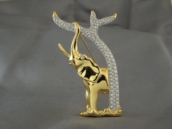 Swarovski elephant brooch sale
