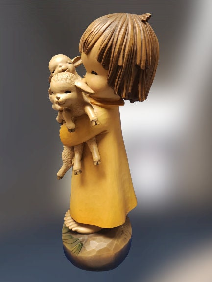 Henri Anri 15cm Vintage Spring Arrivals Wood Carved Figurine