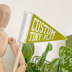 CUSTOM Tiny Pennant | Miniature Personalized Felt Flag on a Stick | Cake Topper, Party Favor | 2.5 x 4 inches