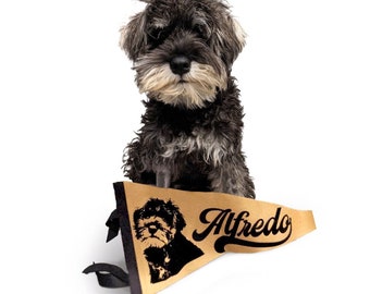 Custom Pet Portrait Pennant: Personalized Dog or Cat Felt Flag