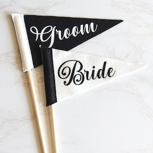 BRIDE AND GROOM | Groom and Groom | Bride and Bride | Mini Pennants Set of 2 | Wedding Decor or Elopement Announcement