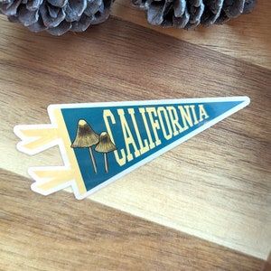 Sticker champignon CALIFORNIE | Sticker nature Golden State, Californie | 1,75 x 4 pouces