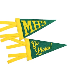 Custom Mini Pennant Flag |  4x7 inch Flag with Ties | School Spirit, Sports Team Gift